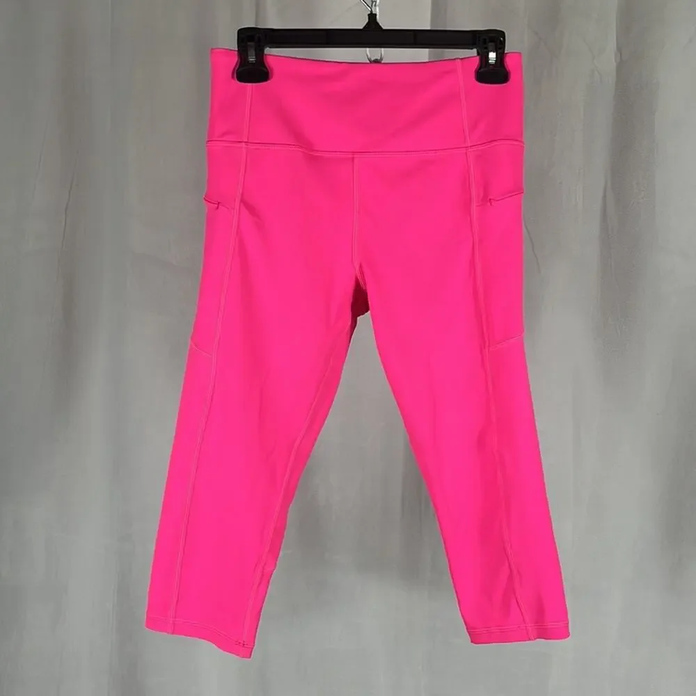 Zyia Active Hot Pink Zipper‎ Pocket Light N Tight Hi-Rise Crop 17”.